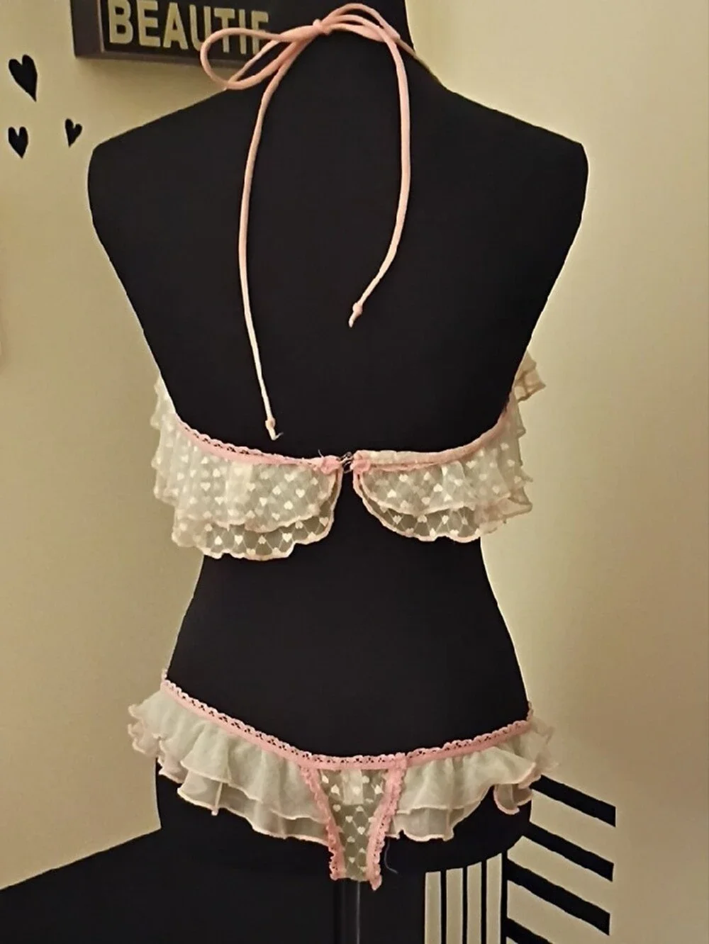Sheer Polka Ruffle Bikini Lingerie